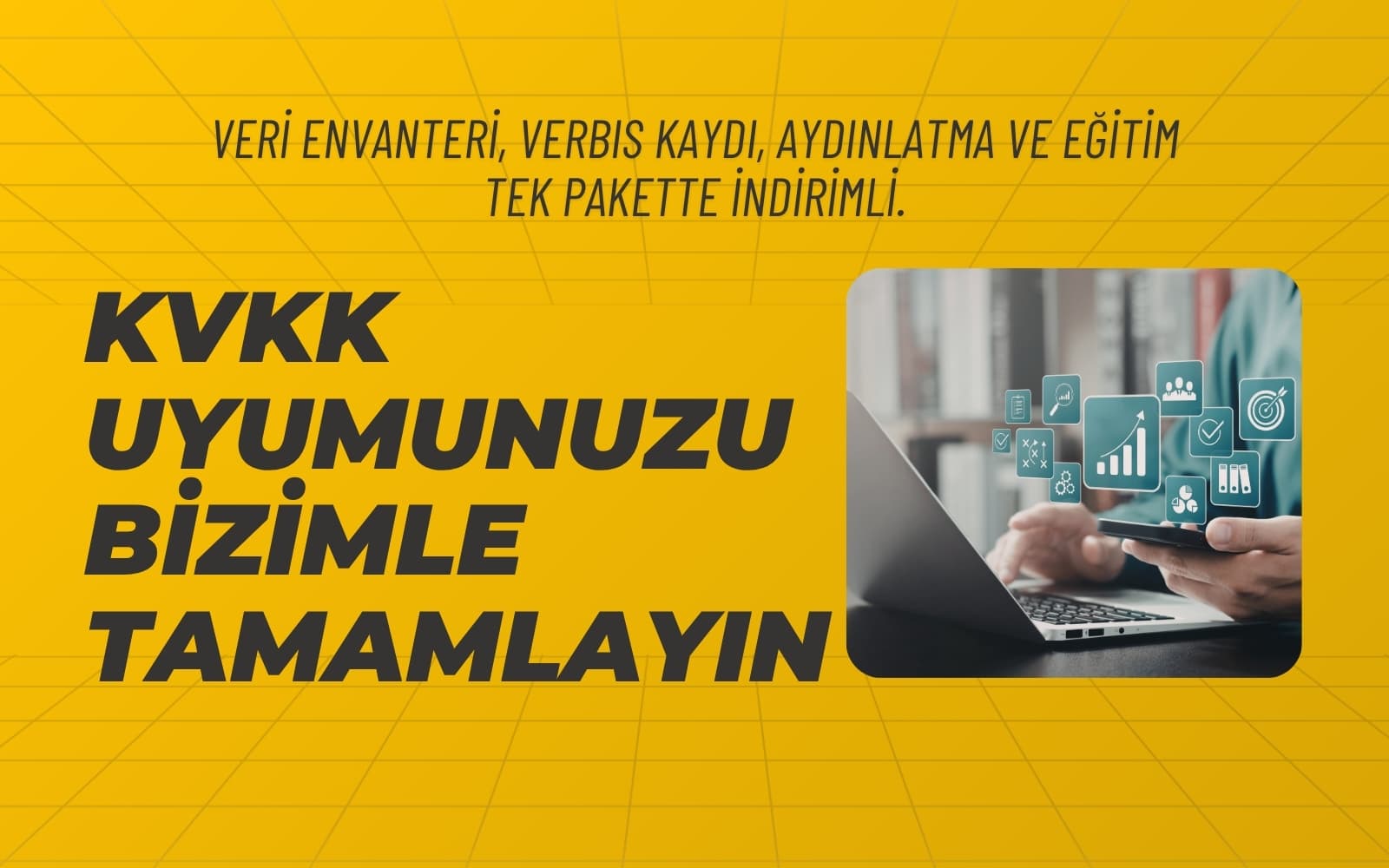 Börü Medya kampanya görseli: KVKK · VERBIS — KVKK Uyum Paketi. Veri envanteri, VERBIS kaydı, aydınlatma ve eğitim — tek pakette indirimli.